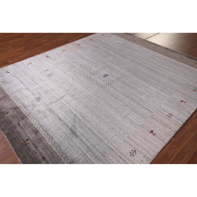 Striped Tribal Gabbeh Indian Area Rug Handmade Wool Carpet - 6'8"x 8'1"