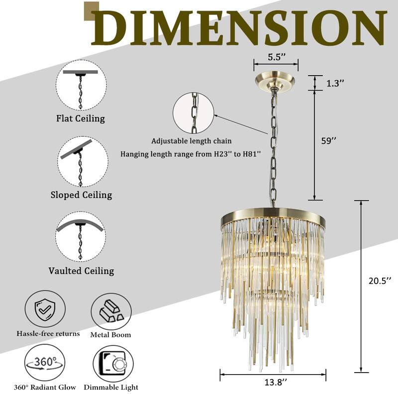 Modern Glam Antique Bronze Waterfall Chandelier Adjustable Ceiling Pendant for Bedroom, Dining Room or Foyer