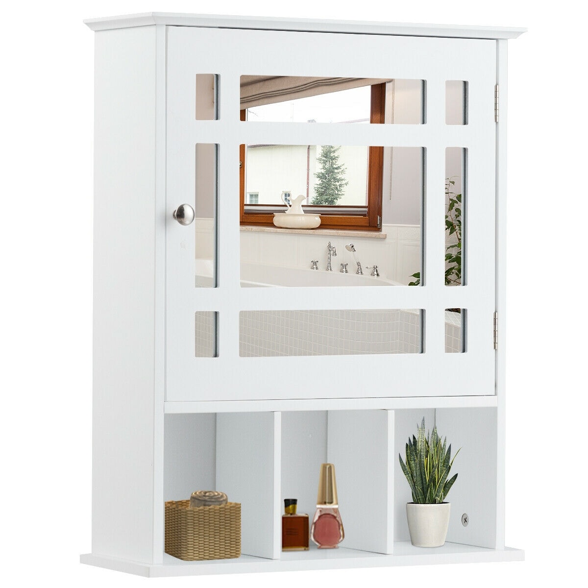 Shop Gymax Wall Mounted Bathroom Storage Cabinet Mirrored W