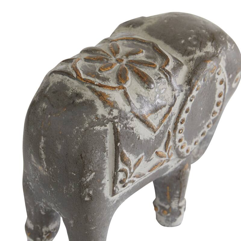 White Dolomite Bohemian Sculpture Elephant (Set of 2) - S/2 9", 13"W