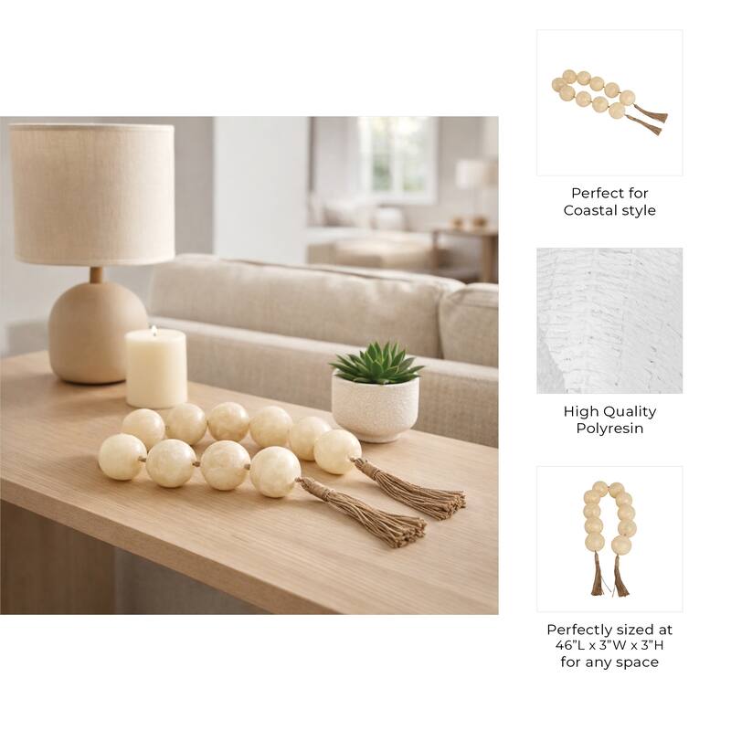 Decorative Swirl Beaded Garland with Tassels - 46"