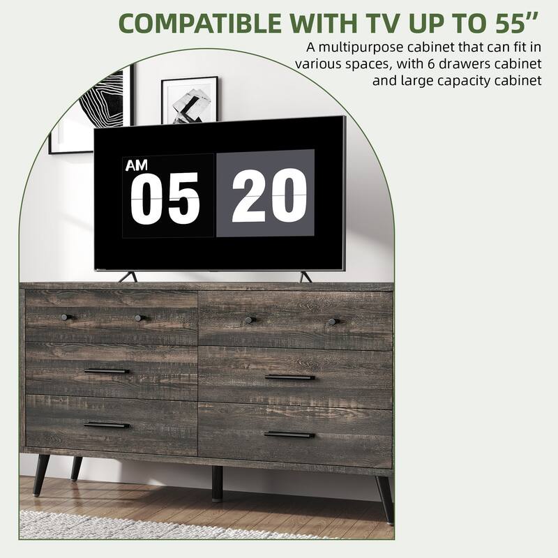 Moasis 47" W 6 Drawers Double Dresser for Bedroom, Chests of drawers