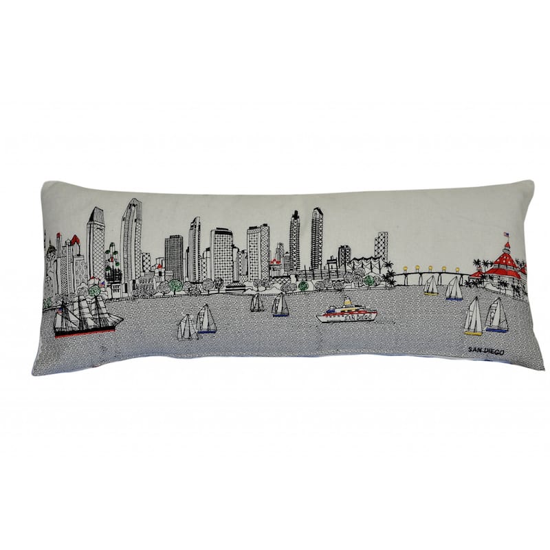 HomeRoots 35" White San Diego Daylight Skyline Lumbar Decorative Pillow