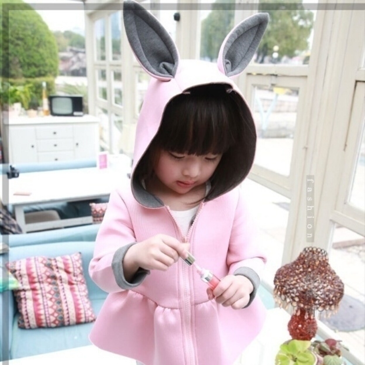 Shop Baby Girls Air Cotton Coat Rabbit Ears Outwear Hooded Baby Girls Jacket Pink Overstock 31155272