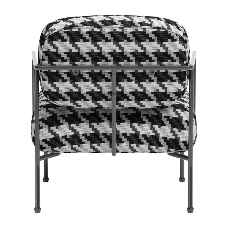 HomeRoots 29" Black And White And Black Upholstered Houndstooth Arm Chair - 29' X '31.5' X '31
