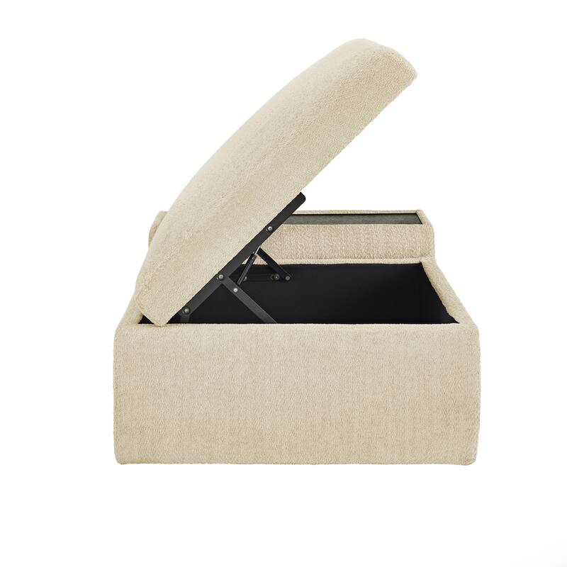 Sebastopol Boucle Fabric Storage Ottoman With Table and Casters by iNSPIRE Q Modern