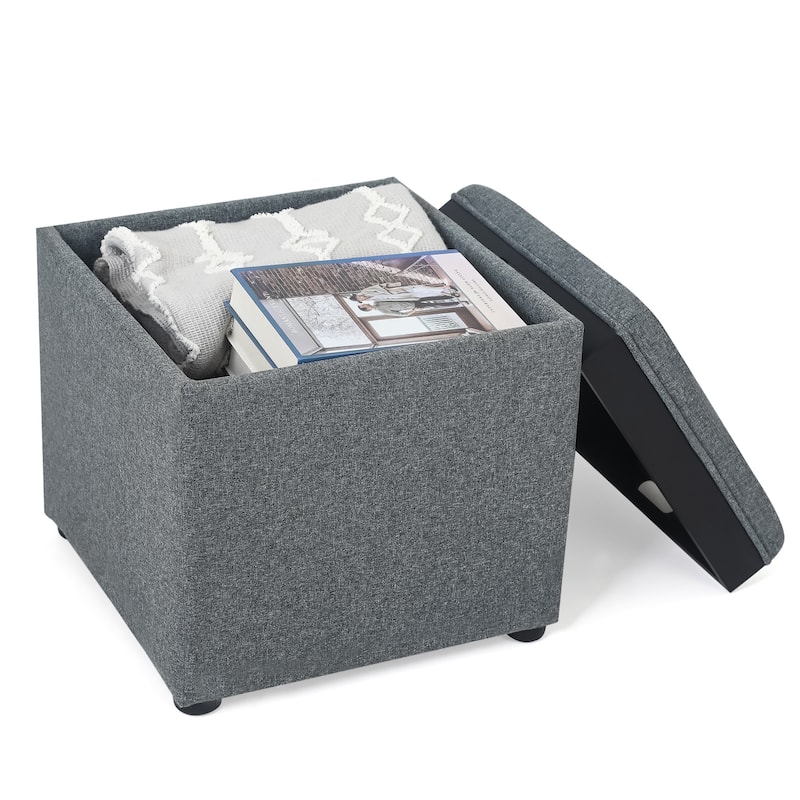 Adeco Storage Ottoman With Tray
