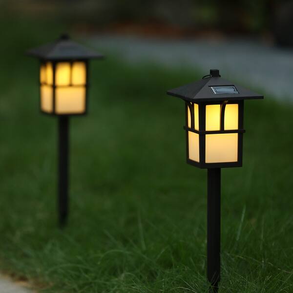 slide 1 of 8, Set of 2 Pagoda Solar Pathway Lights