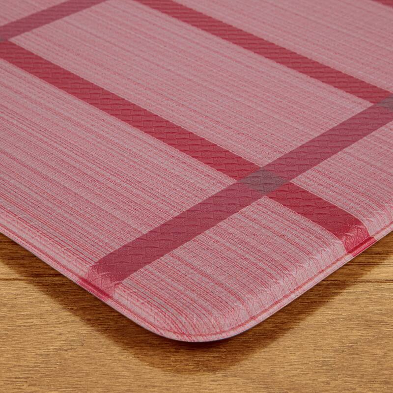 TOWN & COUNTRY BASICS Windowpane Plaid Anti Fatigue Kitchen Mat Non-Slip Backing