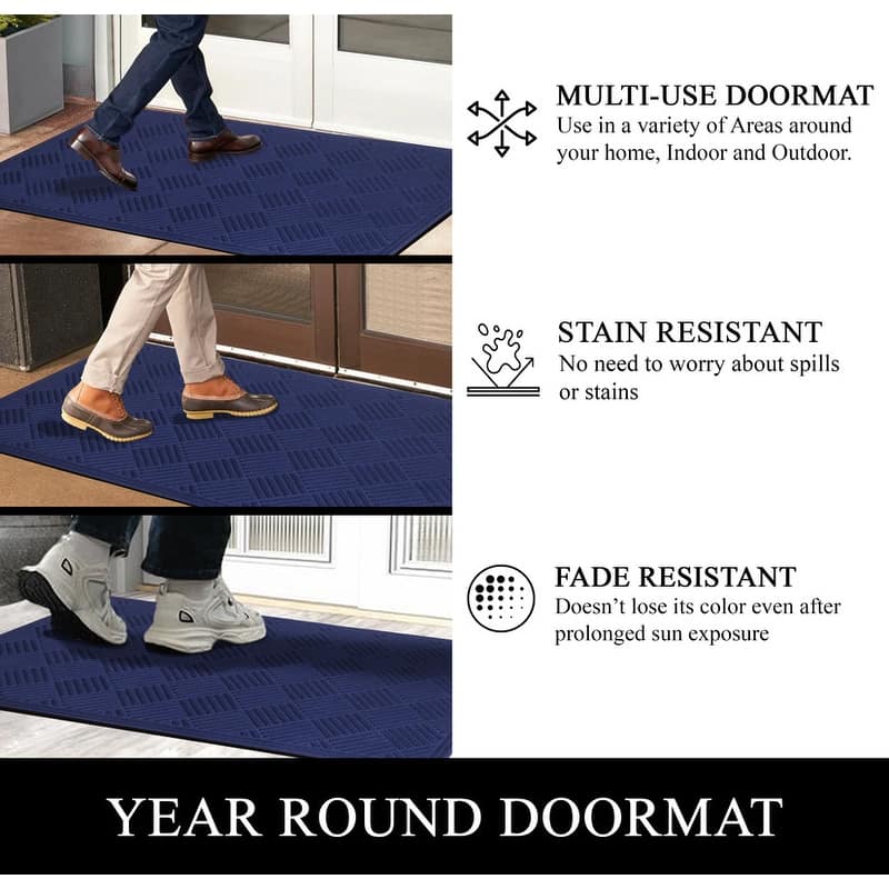 A1HC All Weather Durable Polypropylene Non Slip Backing Rubber Door Mat