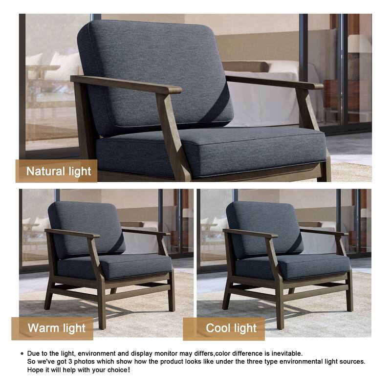 Outdoor Teak Wood Club Chairs with Cushions (Set of 2)