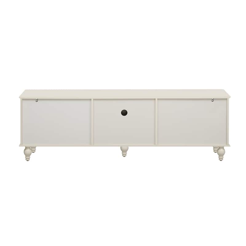 68.9" Rectangular Wooden TV Stand with Fluted Glass Doors, for TVs up to 75", Media Storage Console with 2 Drawers