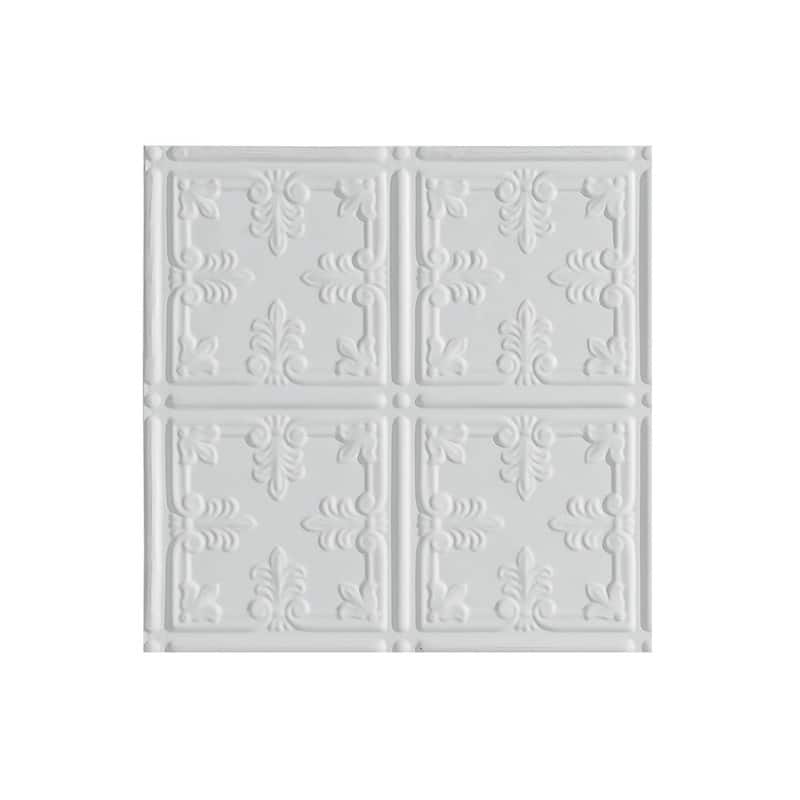 FASÄDE Traditional Style 10 Decorative Vinyl 2ft x 4ft Glue Up Ceiling Panel in Gloss White (5 Pack) - 12in x 12in Sample - Gloss White