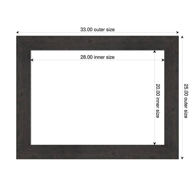 Amanti Art Rustic Plank Espresso Framed Dry Erase Magnetic Board - 33 x 25 in - Rustic Plank Espresso