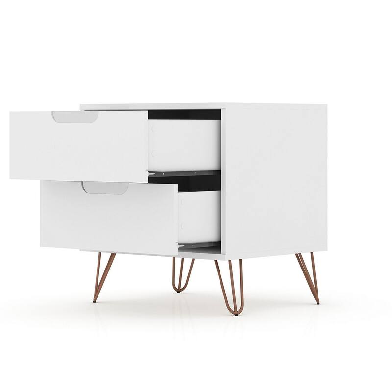 Manhattan Comfort Rockefeller 2-Drawer Nightstand (Set of 2)