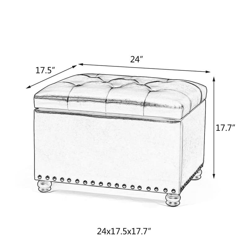 Adeco High End, Classy, Tufted Storage Bench, Ottoman Footstool On