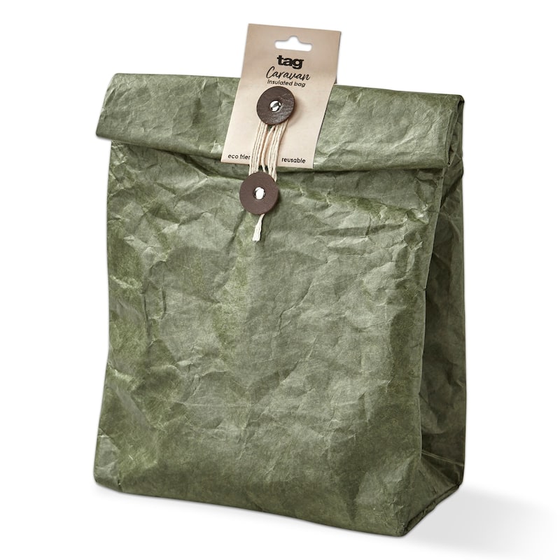 Caravan Insulated Lunch Bag - Green Aluminum Tote, Wipe Clean, 11.8" H x 9.84" L x 4.33" W, Perfect for Summer Outings