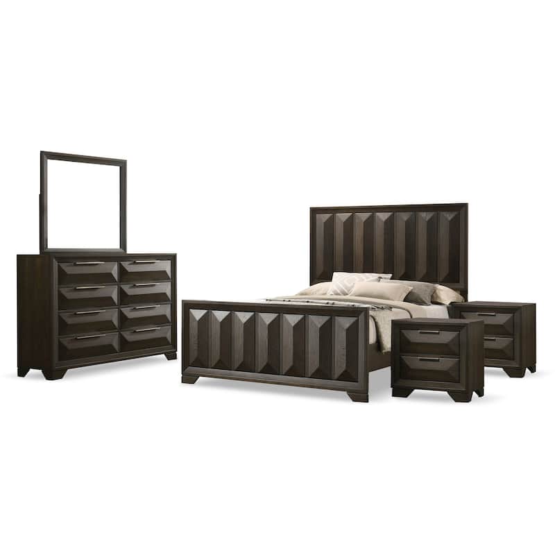 Furniture of America Uppon Transitional Espresso Wood 5-Piece Panel Bedroom Set