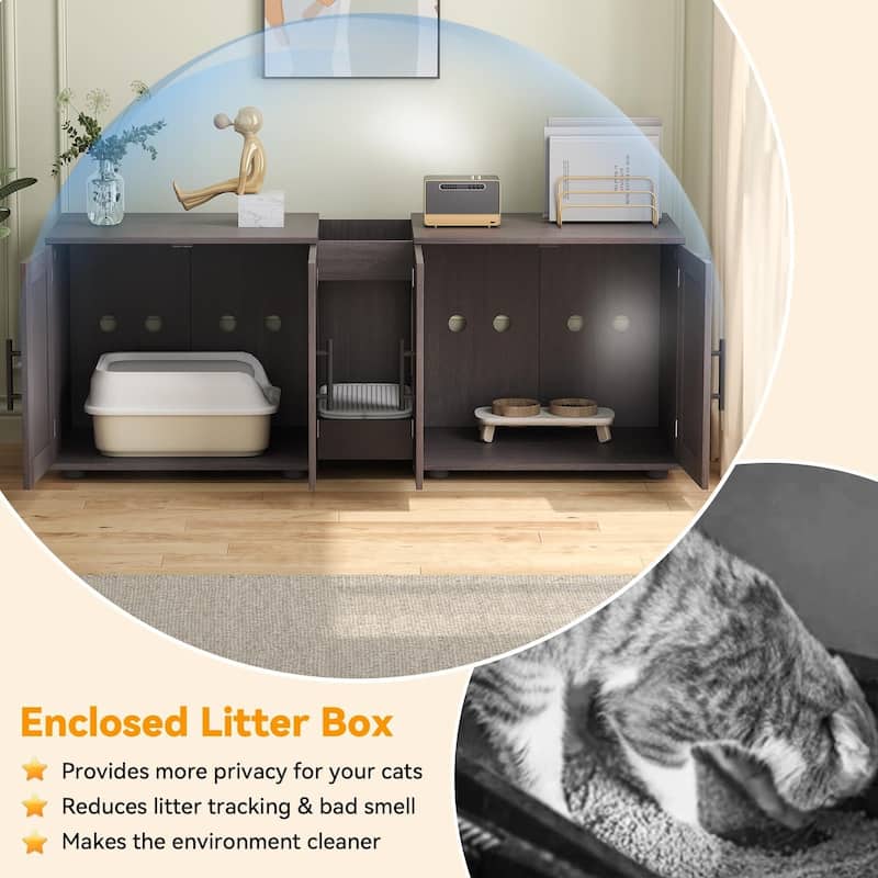 Cat Litter Cabinet Furniture with Cat Mat and Groove Design