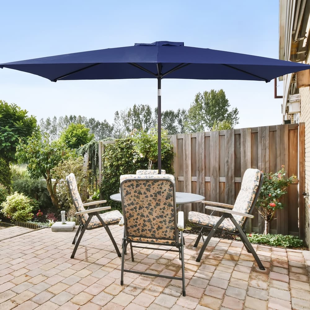 LIVOOSUN 10 x 6.5ft Outdoor Market Patio Umbrella w/Tilt and Crank