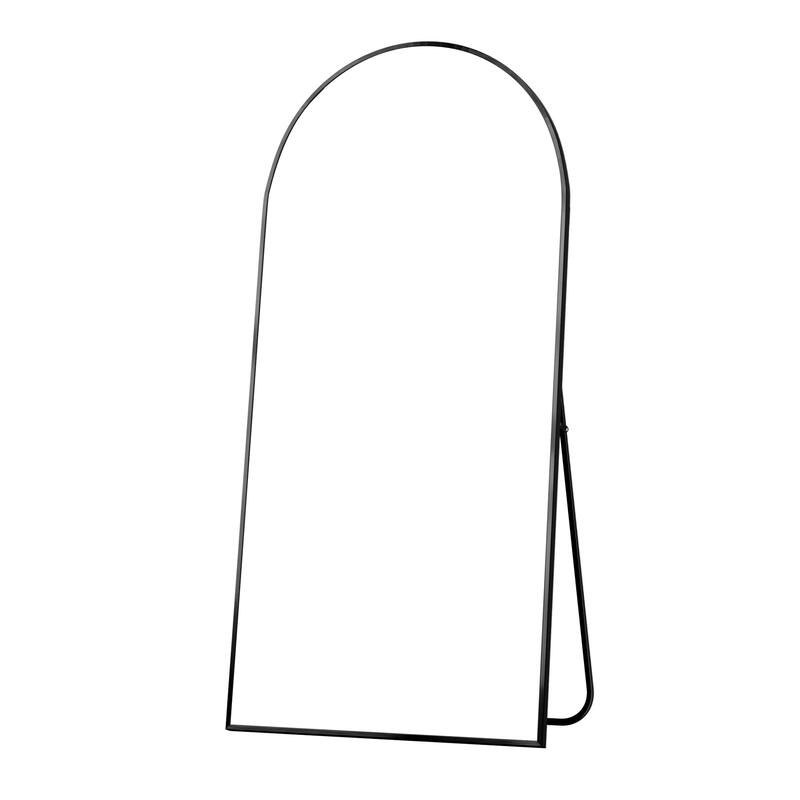 HomeRoots 71" Black Metal Arch Freestanding Framed Full Length Mirror - 31.44 in. x 70.74 in. x 1.96 in.