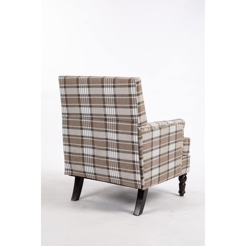 Coffee Modern Cotton High Back Upholstered Accent Chair with Sturdy Metal Frame and Turned Legs