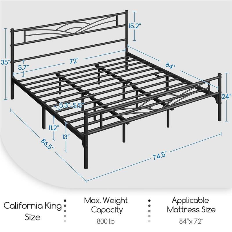 Yaheetech Metal Platform Bed Frame with Underbed Storage Bed Frame with Cloud-inspired Design Headboard