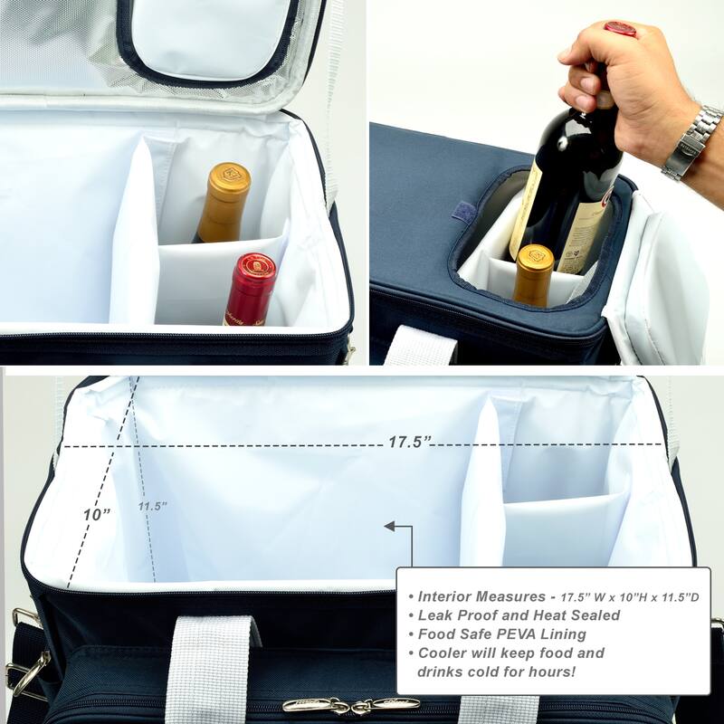 NCAA Georgia Tech Yellow Jackets Insulated Picnic Cooler with Service for Four on Wheels