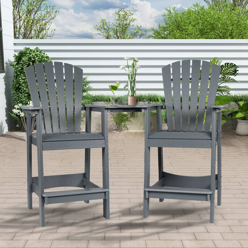 Aoodor Tall Adirondack Chairs Set of 2 with Connecting Tray - Grey