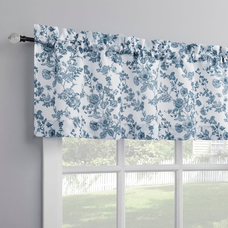No. 918 Elara Tonal Botanical Semi-Sheer Rod Pocket 1-Piece Kitchen Curtain Valance