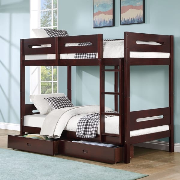 slide 2 of 6, Espresso Twin/Twin Bunk Bed with Ladder Espresso