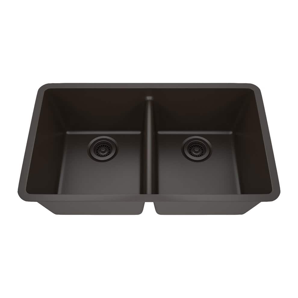 Lexicon Double Bowl 50/50 Granite Kitchen Sink Galaxy Mocha - 19" W x 32" L x 9.75" H