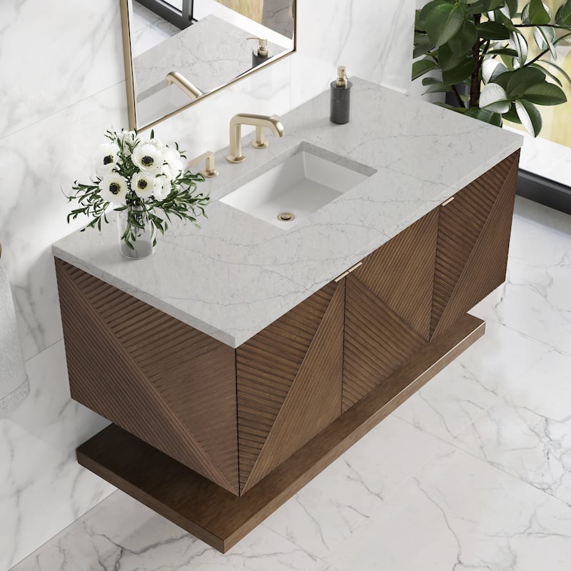 James Martin Vanities Marcello 48" Single Vanity, Chestnut - Eternal Jasmine Pearl