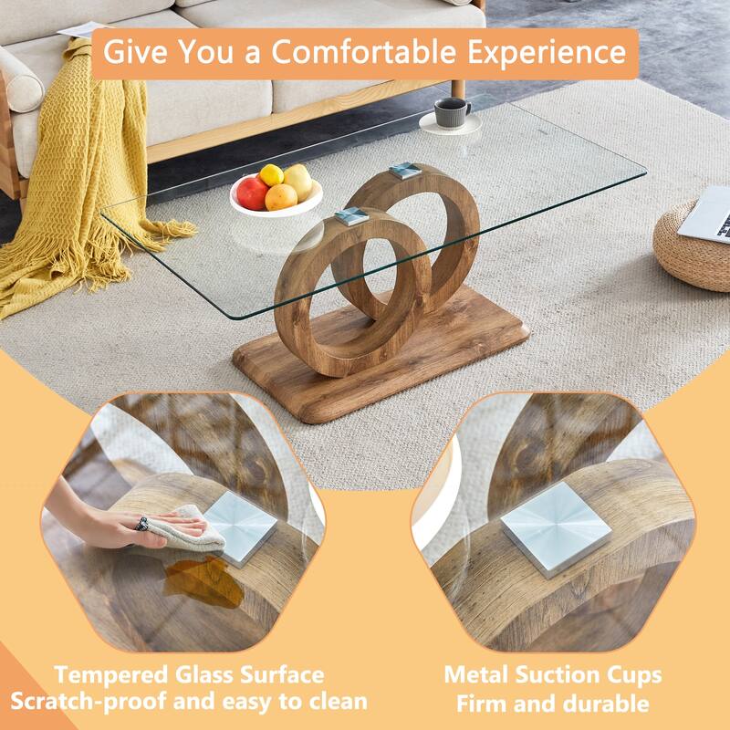 Stylish MDF Coffee Table with Glass Top for Versatile Living Spaces