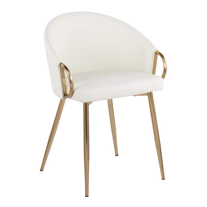Silver Orchid Battista Upholstered Chair - Set of 2 - White Faux Leather/Gold Metal