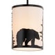 preview thumbnail 11 of 9, Acadia Bronze Rustic Mini Pendant Ceiling Light White Linen Shade Deer and Tree - 7.5-in W x 23-in H x 7.5-in D