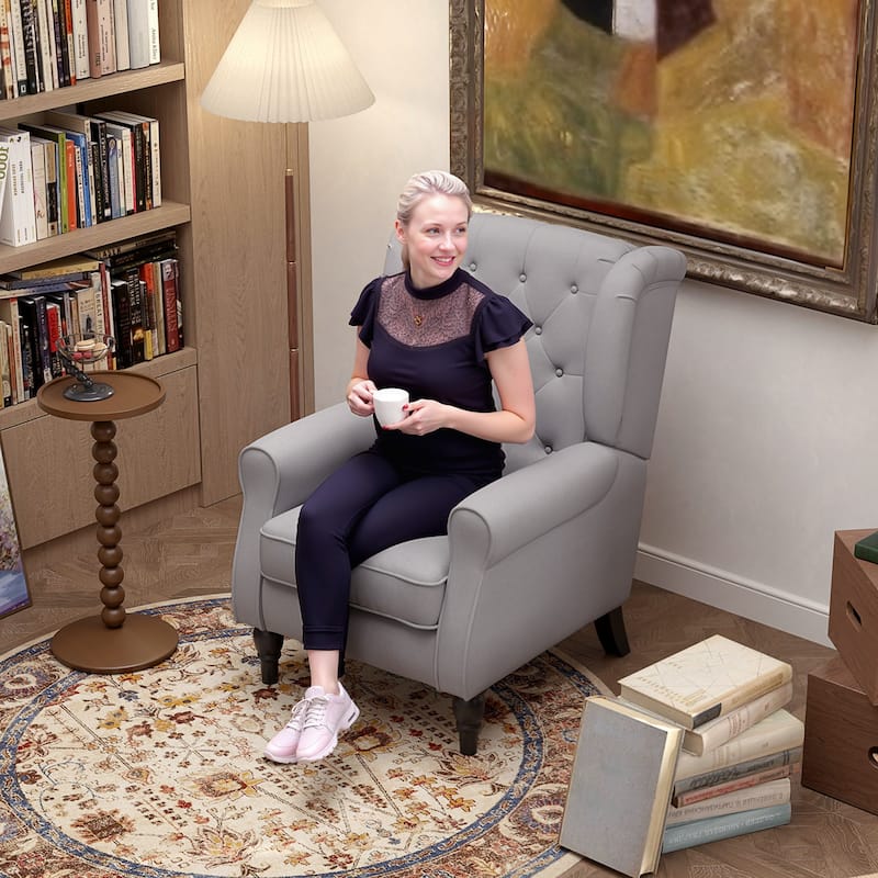 HOMCOM Copper Grove Guanta Tufted Wood Leg Accent Chair