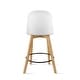 preview thumbnail 12 of 74, Farmhouse Plastic Round Bar Counter Stool Height High Chair Natural Solid Wood Kitchen Dining Patio Modern, Single, Set of 1