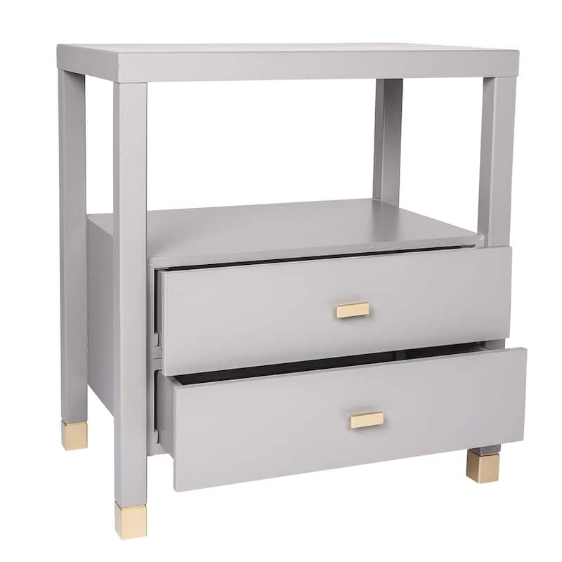 Painted Wood Storage Nightstand With Brass Accents by East at Main