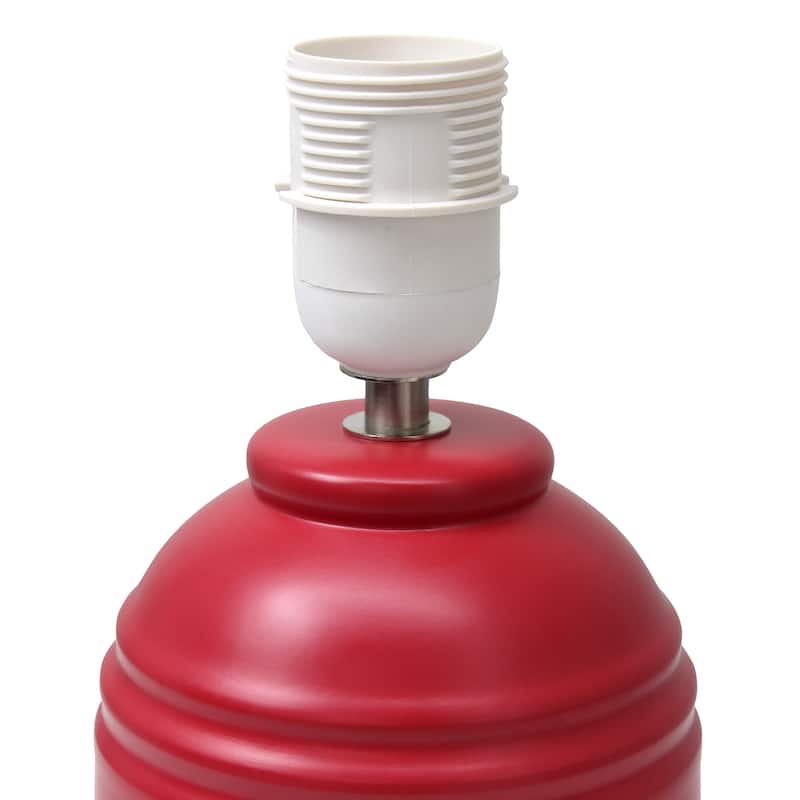 Ceramic Mini Jar Table Lamp with Fabric Drum Shade for Bedroom, Living Room - 6 x 6 x 13 in. (L x W x H)