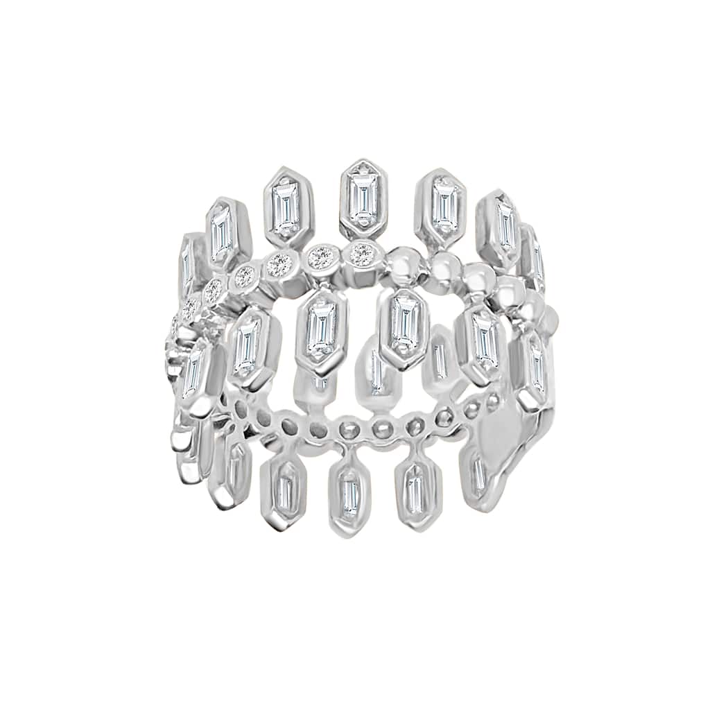 Auriya 14k Gold Lab Grown Baguette and Round Diamond Crown Band 0.94 ct. tw. (F-G, VS)