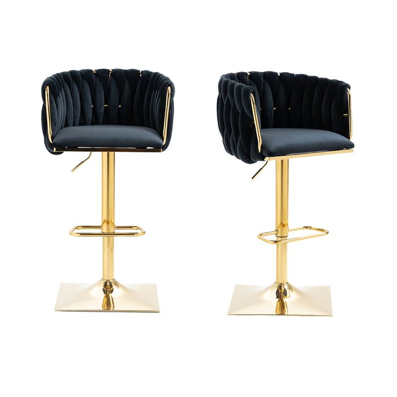 Set of 2 Vintage Bar Stools with Back and Footrest