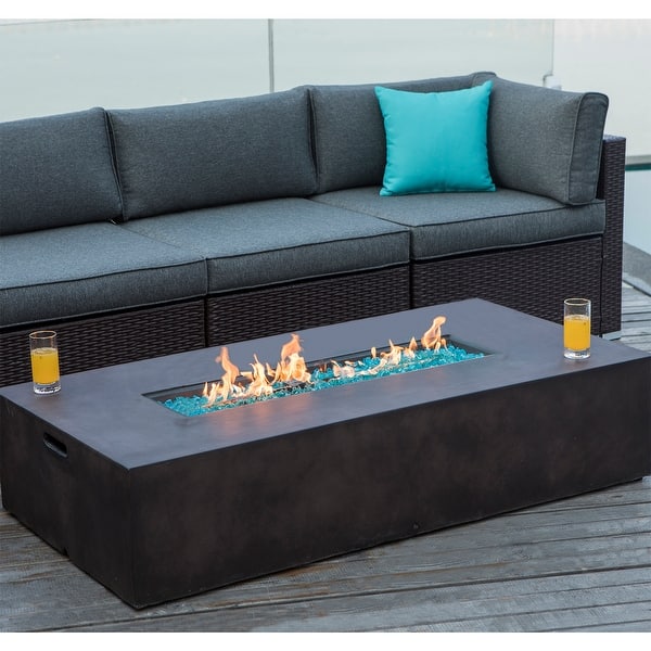 COSIEST Outdoor Rectangle Concrete Fire Pit Table (50,000 BTU)