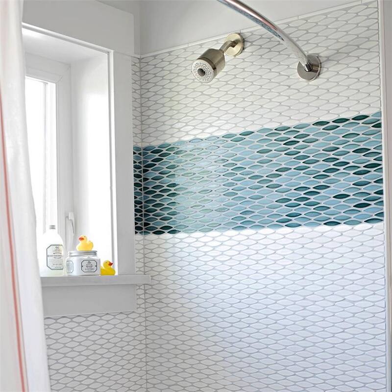 Merola Tile Pescado Glossy Agua 12" x 12-1/2" Porcelain Floor and Wall Tile