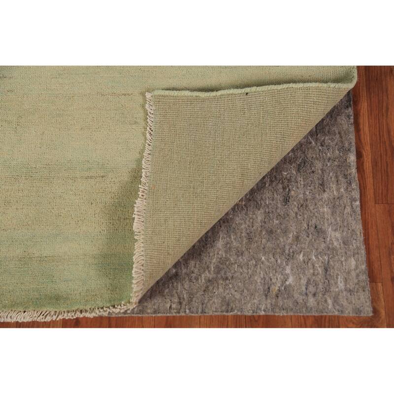 Modern Gabbeh Oriental Area Rug Handmade Green Wool Carpet - 5'0" x 6'7"