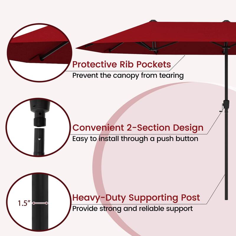 Costway 13 FT Large Patio Umbrella Outdoor Double-Sided Table Market - See Details