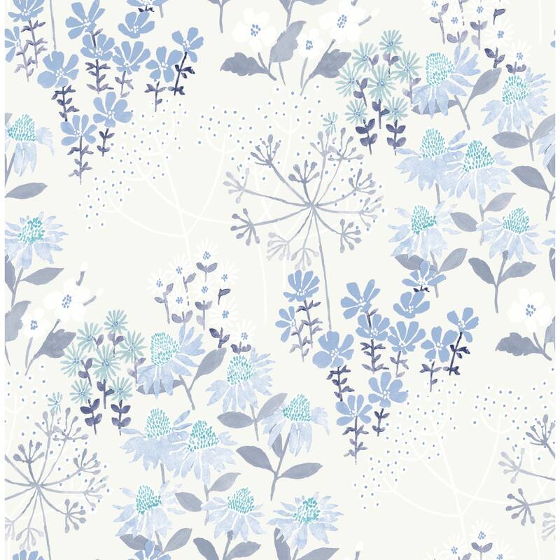 A-Street Prints Cultivate Blue Springtime Blooms Wallpaper