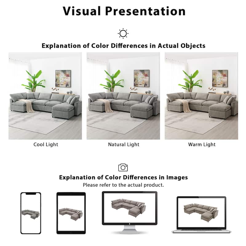 130" U-Shaped 6-Seat Modular Sofa