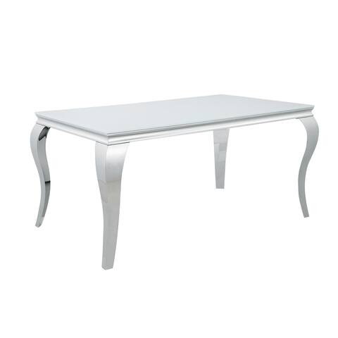 Carone White and Chrome Rectangular Top Dining Table