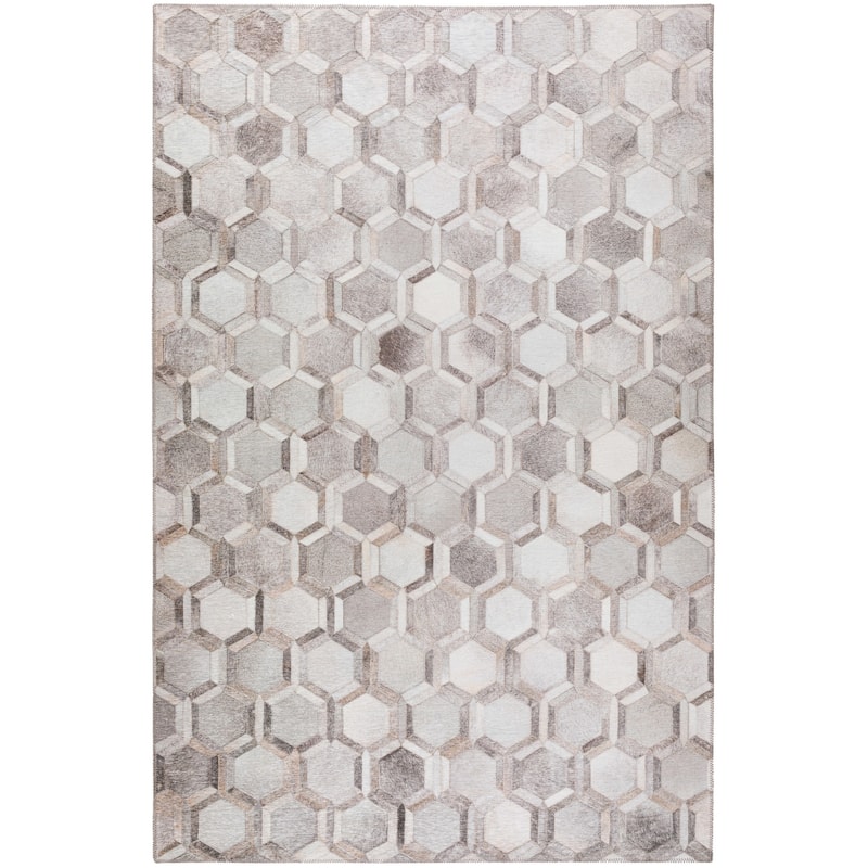 Indoor/ Outdoor Laredo Hexegon Faux Hide Patchwork Washable Area Rug